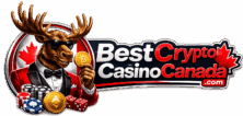 BestCryptoCasinoCanada logo: a moose in a tuxedo holding a Bitcoin coin beside casino chips